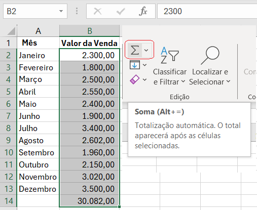 Excel AutoSoma